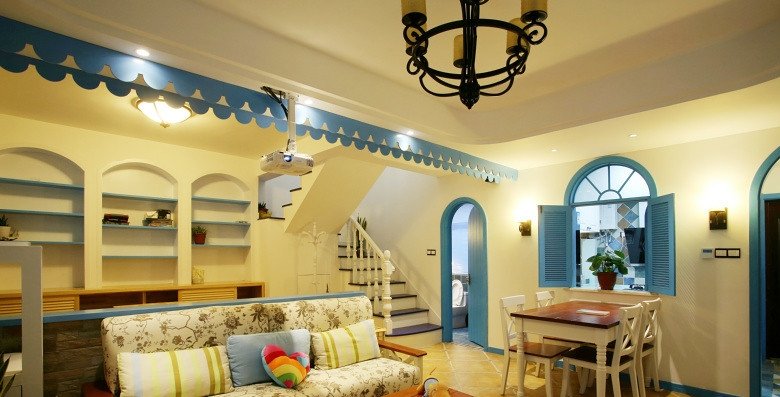 132㎡蓝白小清新装修 地中海纯美复式家居