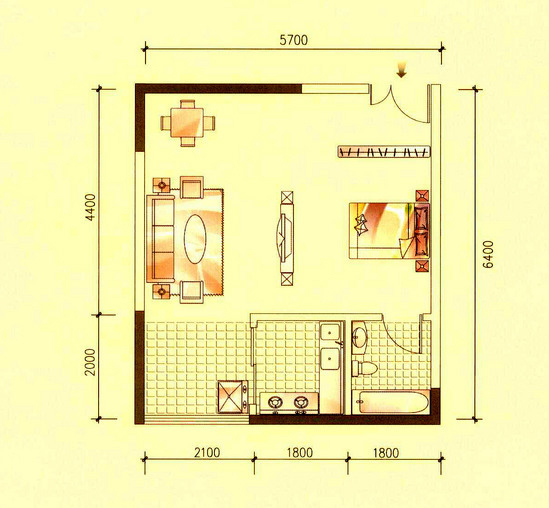 新古典风格一居室住房装修效果图
