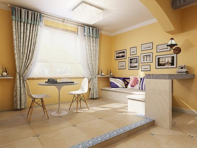 地中海风格三居室客厅装修设计