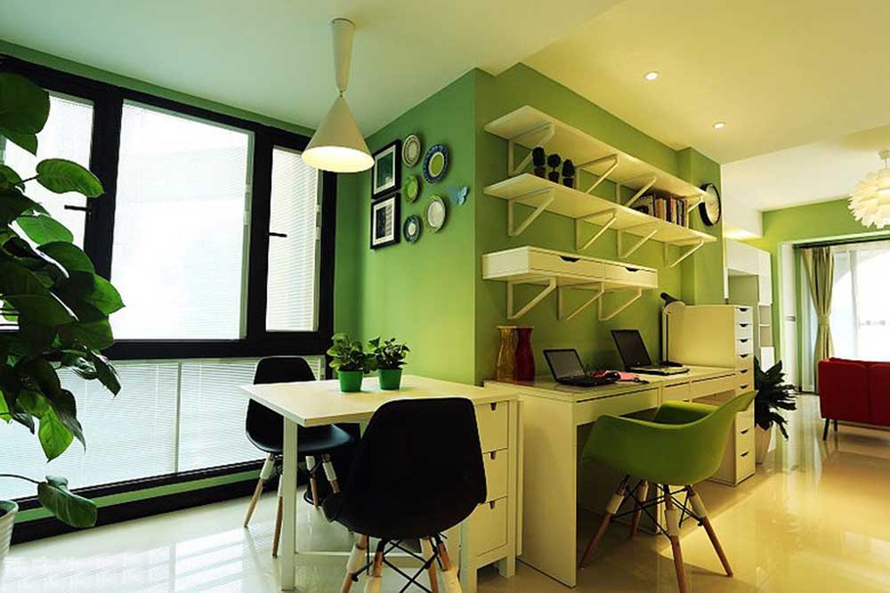 绿色清爽简约风二居室装修设计图集