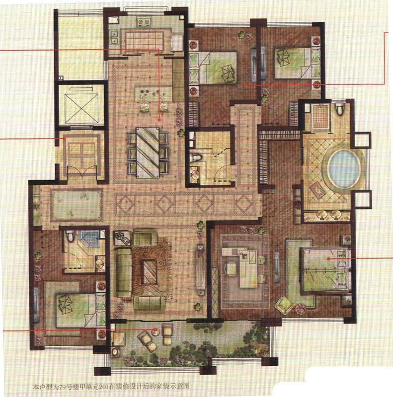 新城帝景-中式风格-五居室-装修案例