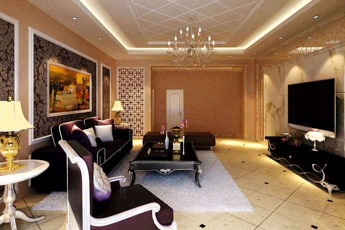 现代欧式风格 精美黄色系客厅设计