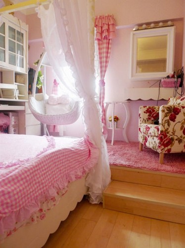 可爱的粉红色 美女翻新78平老房