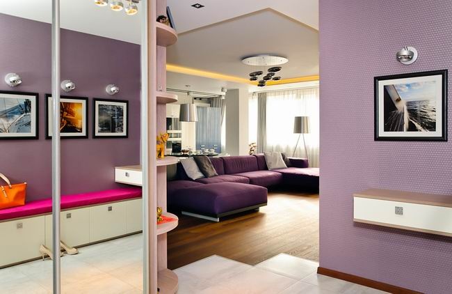 紫色掉混搭风格公寓装修效果图