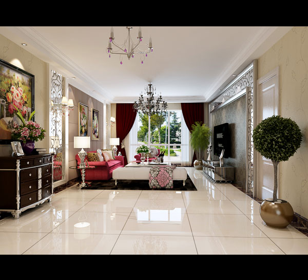新古典贵妃国际三居室装修设计实例