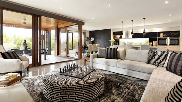黑白灰三色搭配 现代素色客厅设计
