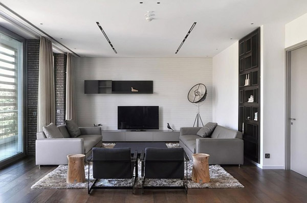 沉稳灰色调搭配 现代时髦复式公寓设计