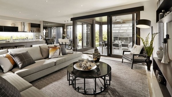黑白灰三色搭配 现代素色客厅设计