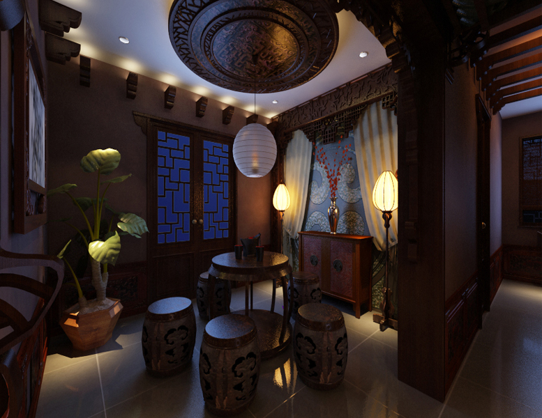 凤凰名城-中式风格-四居室-装修案例